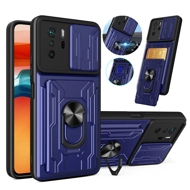 Shockproof Armor Case For Xiaomi Redmi Note 10 Pro 10S 9T 10C K40 K50 Gaming POCO X3 F3 F4 GT M4 X4 Pro Card Slot Bracket Cover