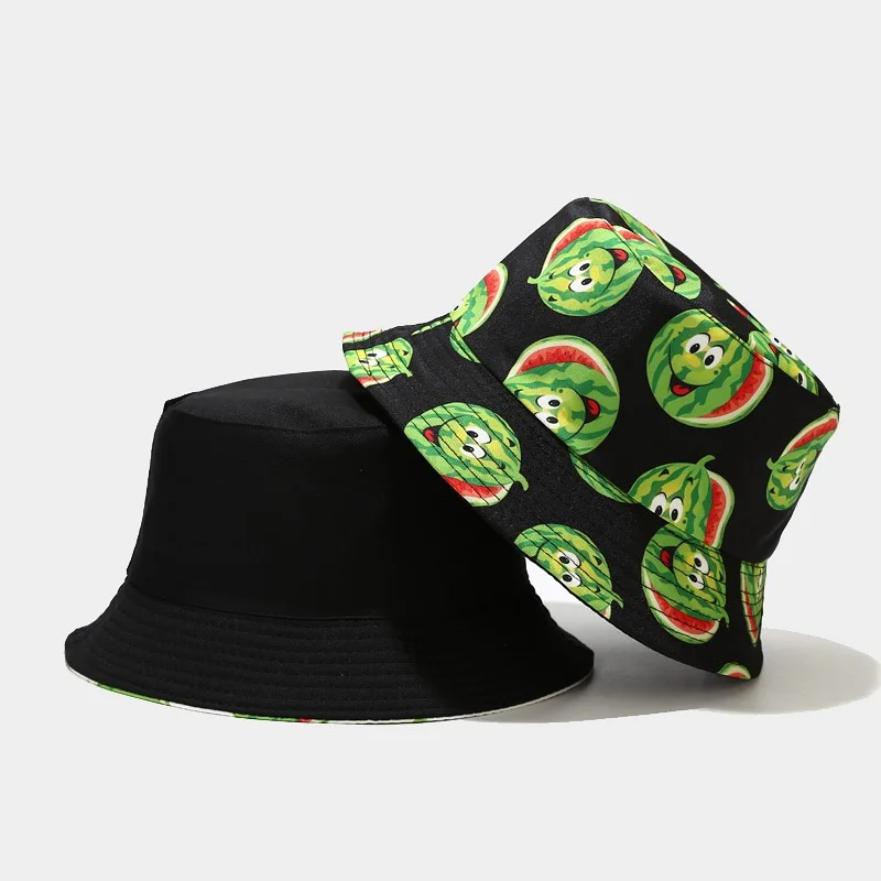 Kreative bedruckte Eimerkappe mit Fruchtmuster, Unisex, Freizeit-Fischerhut für den Außenbereich, Sommer-Strand-UV-Schutz-Sonnenhut, Panama-Bob – Detail 14