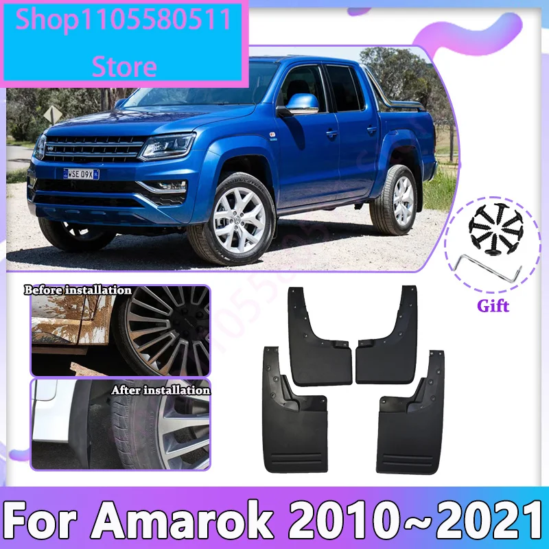 Guardabarros para VW Volkswagen Amarok 2H 2010~2021, Protectores Contra Salpicaduras Delanteros y Traseros, Accesorios para Guardabarros de Auto