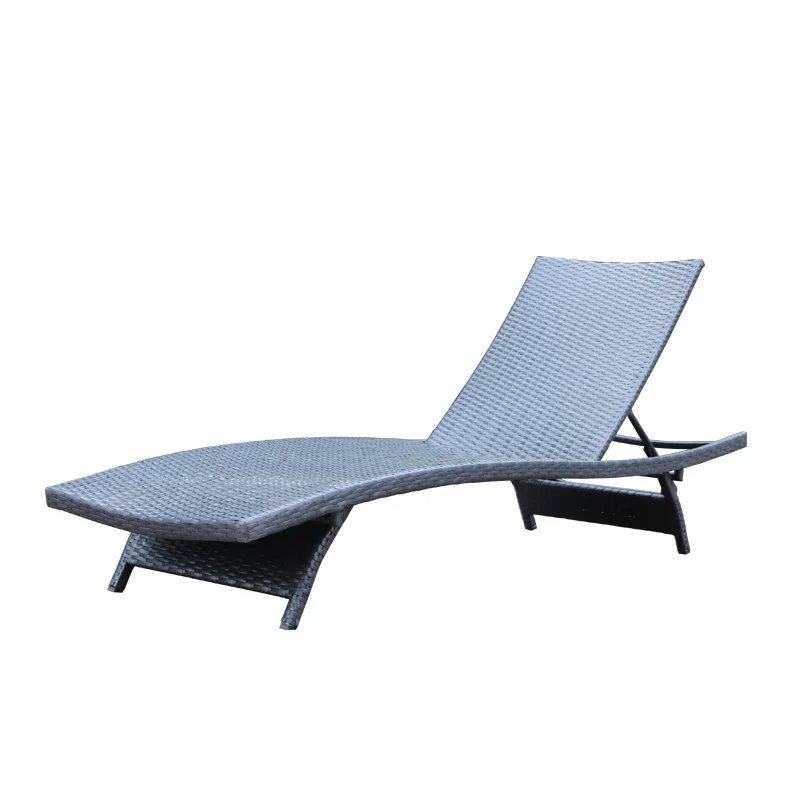 New Design Outdoor Furniture Hotel Beach Resort Pool Chaise Recliner Double Lounge Chair Set Garden Aluminium Rattan Sun Lounger