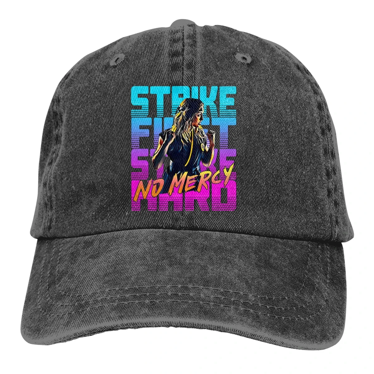 Adjustable Solid Color Baseball Cap Karate Girl No Mercy Washed Cotton Cobra Kai 80s Karate Kid Sports Woman Hat