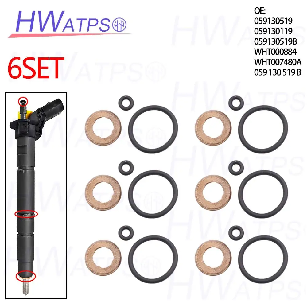 6SET 059130519B Fuel Injector Seal For Audi / VW3.0 TDI V6 diesel engines WHT000884 WHT007480A