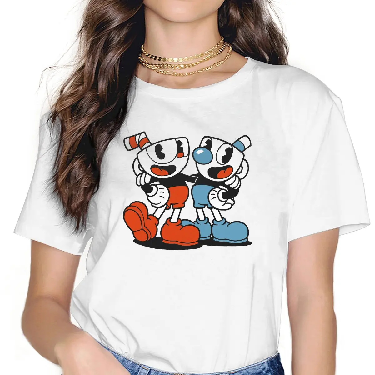 Game Cuphead Don't Deal With Devil Tshirt Graphic Girl Tops Vintage Fashion Summer Streetwear Fibre Harajuku T Shirt