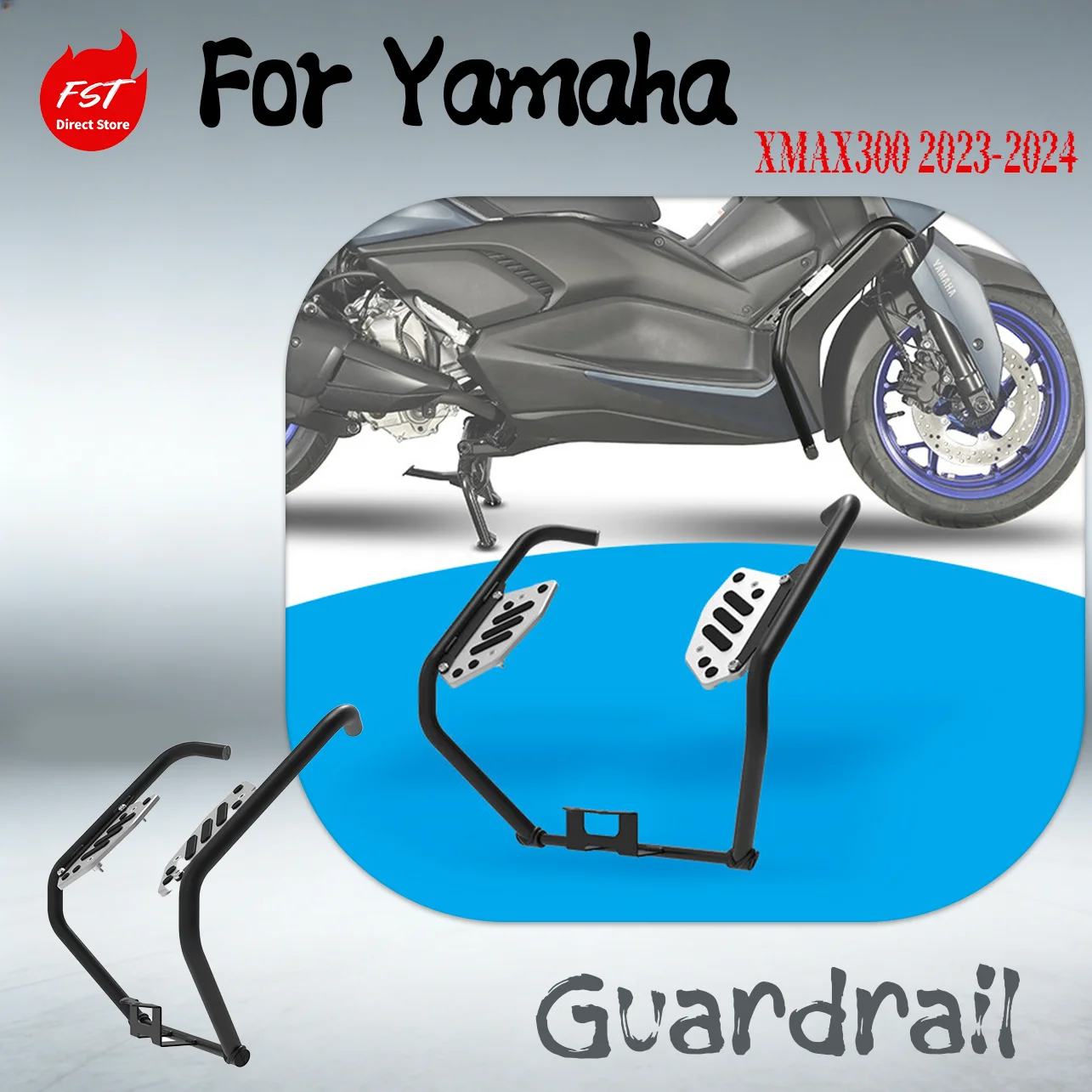For Yamaha XMAX300 2023-2024 Crash Bar Engine Guard & Phone GPS Navigation Extension Rod Modified Parts