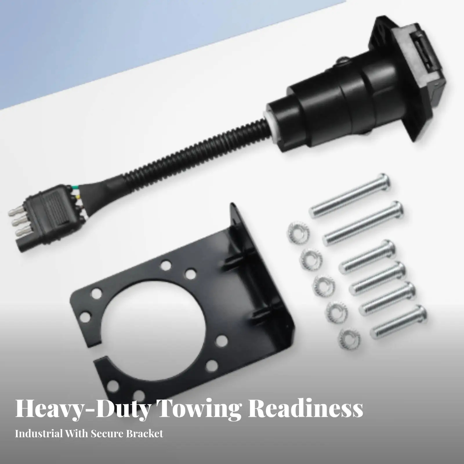 Trailer Light Wiring Adapter 4 Pin to 7 Pin Converter with Plastic Metal Housing and Mounting Hardware for Towing