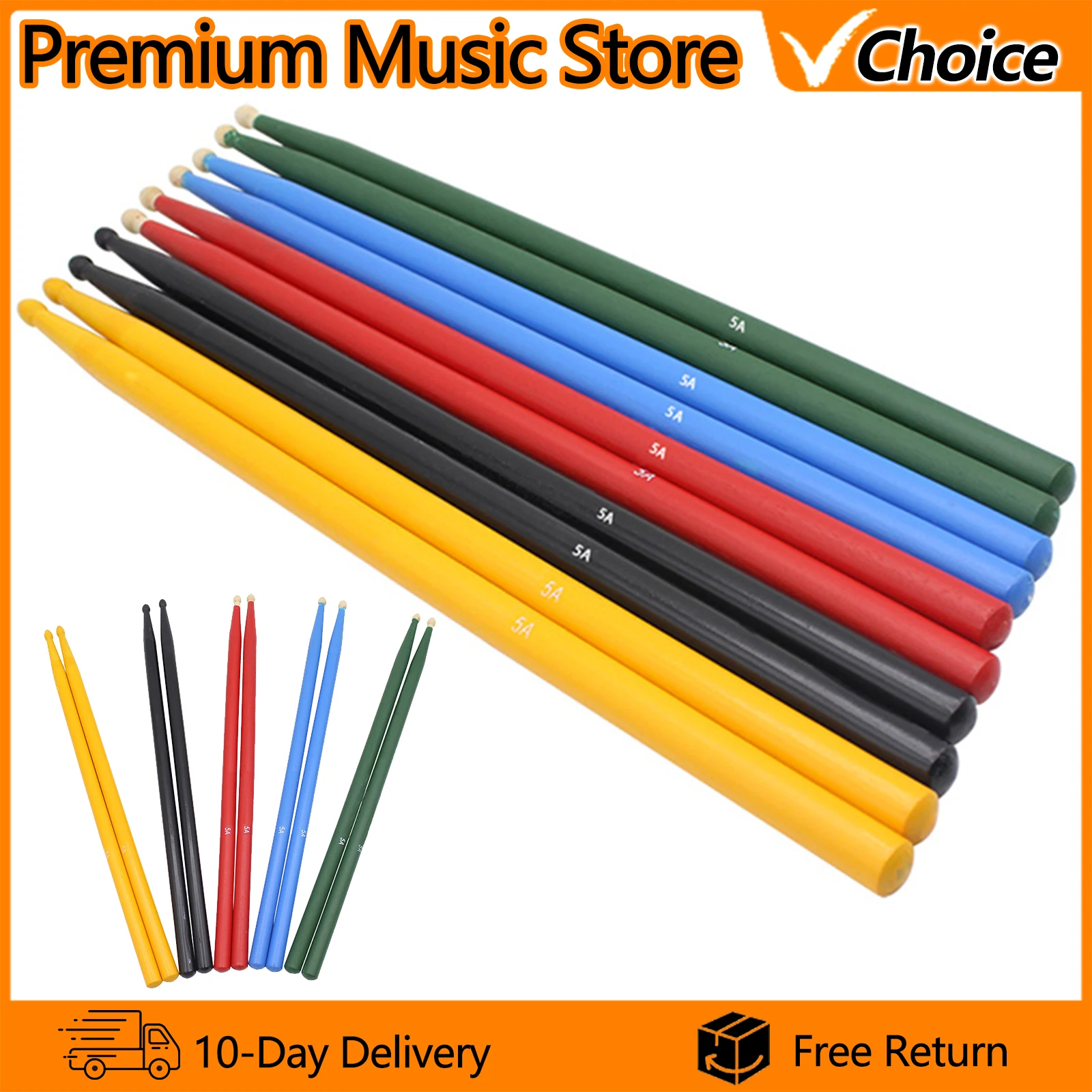 IRIN 5A Drumstick Ahorn Drum Sticks Mehrfarbige Massivholz Drum Mallets Professionelle Percussion Musikinstrument Zubehör
