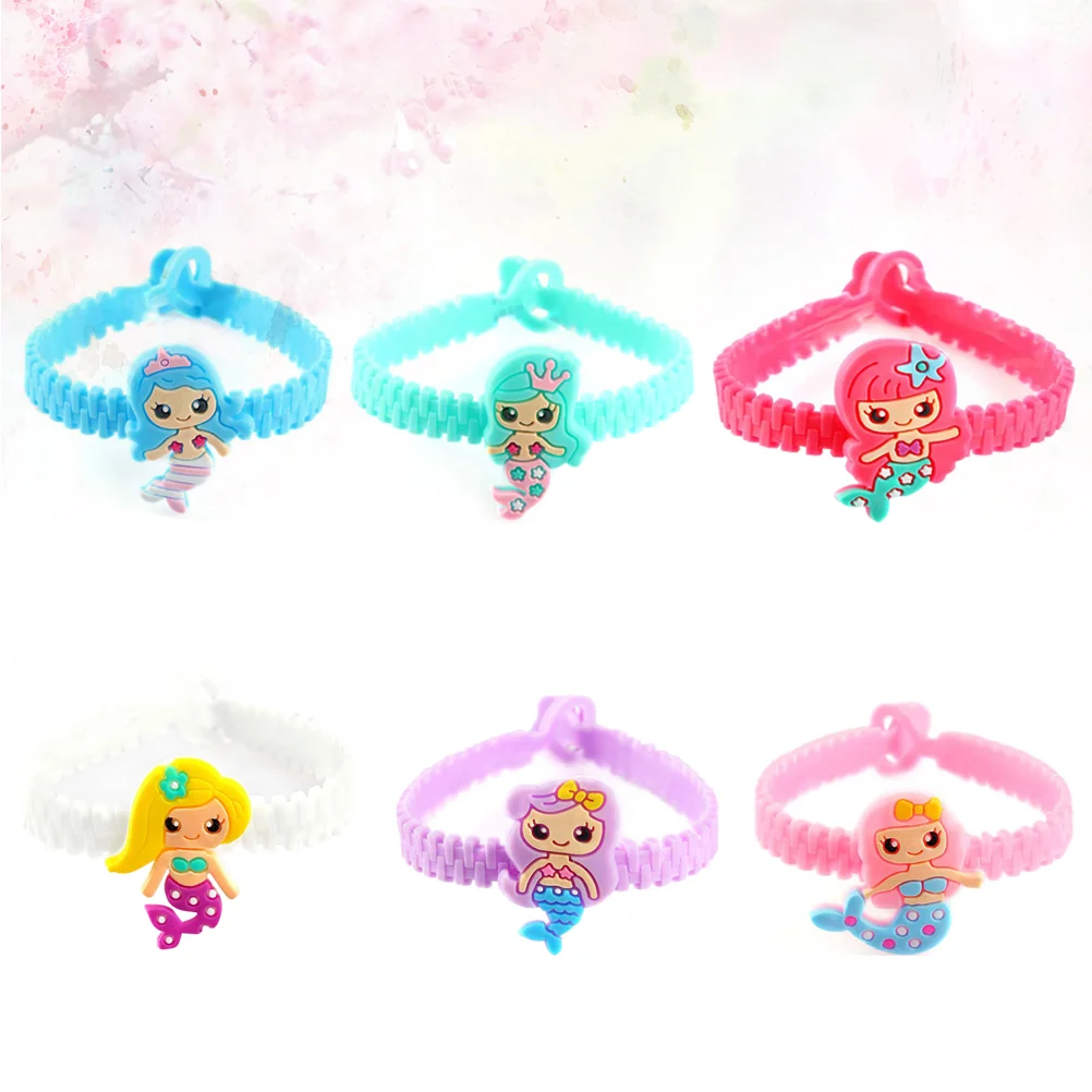 Bracelets en silicone pour enfants, accessoires de fête, bracelet à la mode, anneau à main sirène, 12 pièces