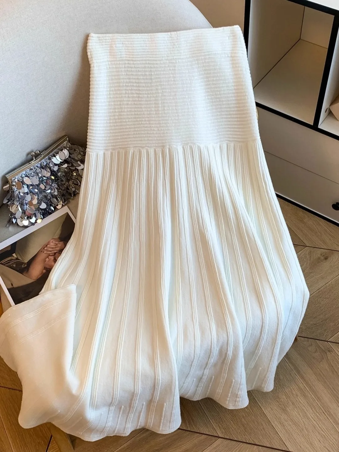 

High Waist Knitted Fi Tail Skirt Women's Thiened A-Line Midi Skirt Autumn Winter Faion Ele Sle Commute Korean Ver...