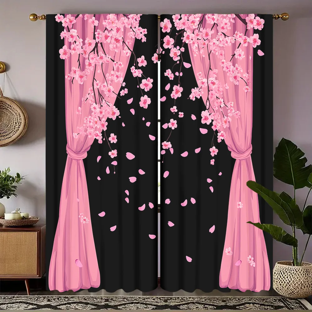 VIKAMA 2-Panel Floral Blackout Curtains for Living Room & Bedroom Rod Pocket Curtains Home Decor Curtain Design