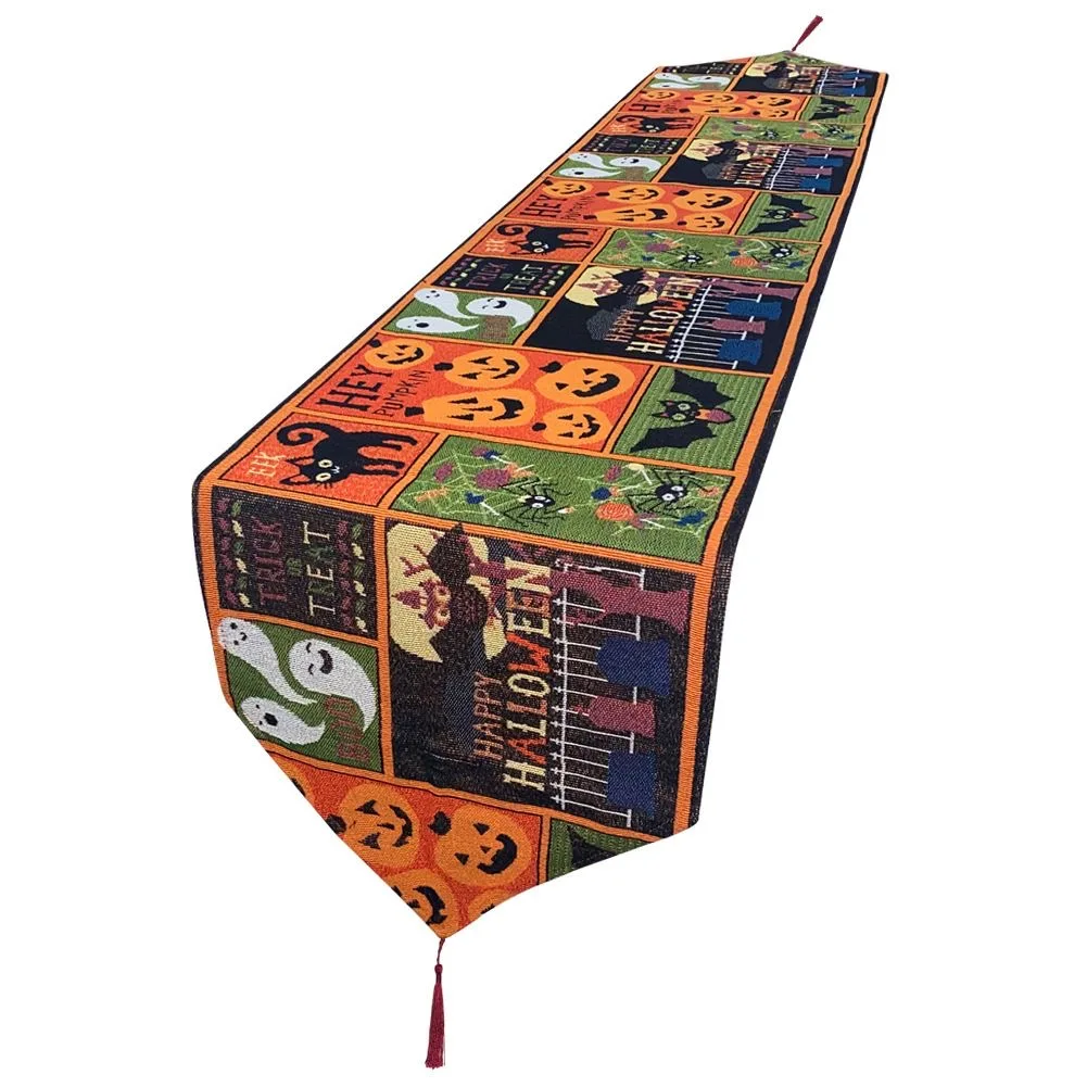 

Halloween pumpkin family coffee table long table runner 33*182cm dinner party supplies decorative cloth