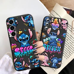 Stitch Cute For Samsung Galaxy S23 S22 S21 S20 Ultra Plus Pro S10 S9 S8 S7 Silicone Soft Black Phone Case Coque Capa Fundas