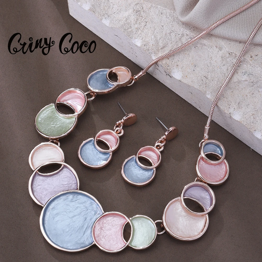 

Cring Coco Enamel Necklace Women's Round Necklace Jewelry New Unique Simple Elegant Fashion Necklace Valentine's Day Best Gift