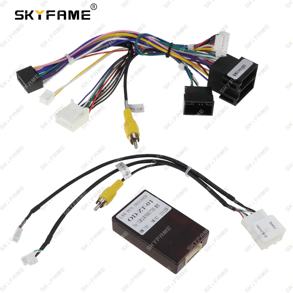 SKYFAME 자동차 와이어링 하네스 어댑터, Canbus 박스 디코더, 안드로이드 라디오 전원 케이블, Zotye T600 쿠페 OD-ZT-01, 16 핀