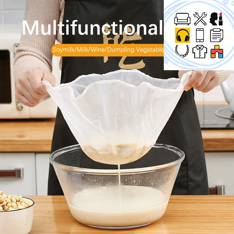 

1Pc Soy Milk Filter Net Bag Nylon Liquid Filter Net Bag Milk Coffee Filter Net Bag Reusable Squeeze Mesh Kitchen Tool