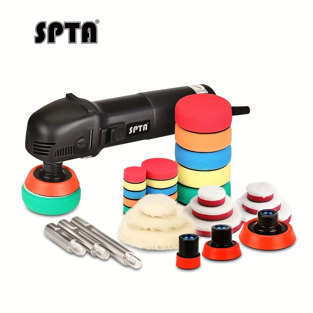 

SPTA 3Inch Mini Polishing Machine Buffer Rotary Polisher Auto Detailing Superpolish with 27Pcs Detail Polishing Pad Mix Size Kit