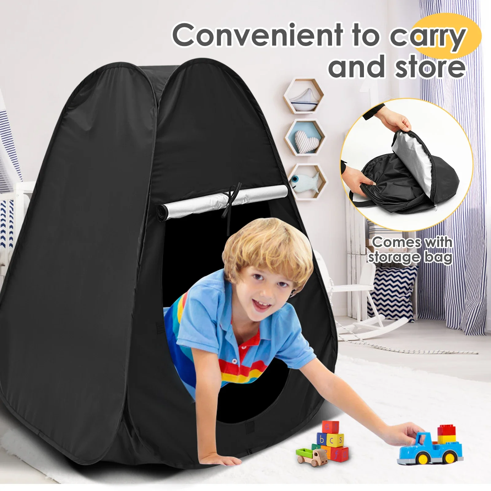 

Hideout Play Tent Toy Comfortable Large Blackout Hideout Play Tent Toys Versatile Calm Down Play Tents Portable Pop up Play Tent