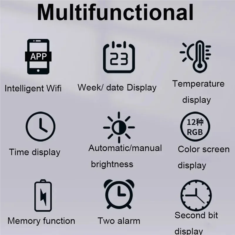 

ABVG-Digital Electronic Clock Calendar Wall Clock Living Room Decorative Wall Hanging Colorful Smart Clock
