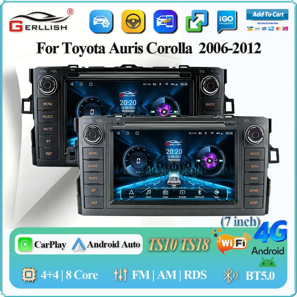 

7-inch For Toyota Auris E150 Corolla 2006-2012 Android Car Multimedia Player GPS Navigation Wireless Carplay Auto Audio
