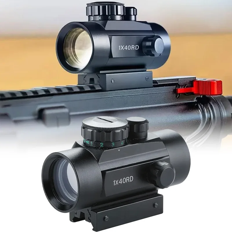 Celownik kolimatorowy Red Green Dot 1X40, metalowa obudowa, celownik punktowy czerwono-zielony, 5 poziomów jasności, pasuje do akcesoriów do pistoletów zabawkowych 11mm/20mm