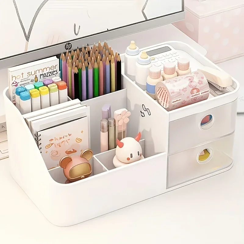 Desktop Storage Box Large Capacity Pen Holder, Suitable for Tidy Desks in Study/Bedroom/Study, Suitable for Daily Storage