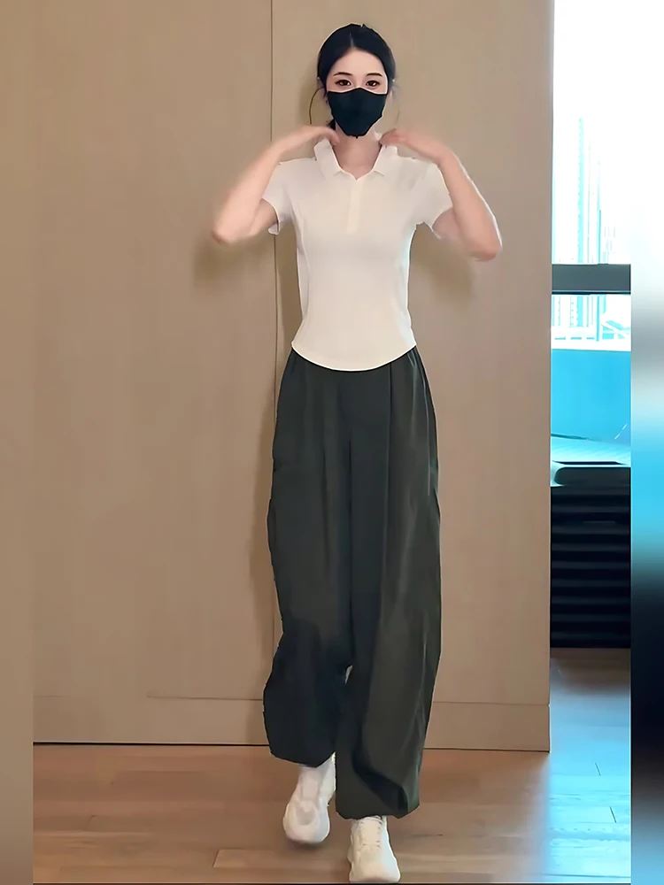 

Повседневный комплект спортивной одежды, женские летние облегающие топы с высокой талией и orts Fitn Qui Dry ort Sve, спортивные штаны Ensemble