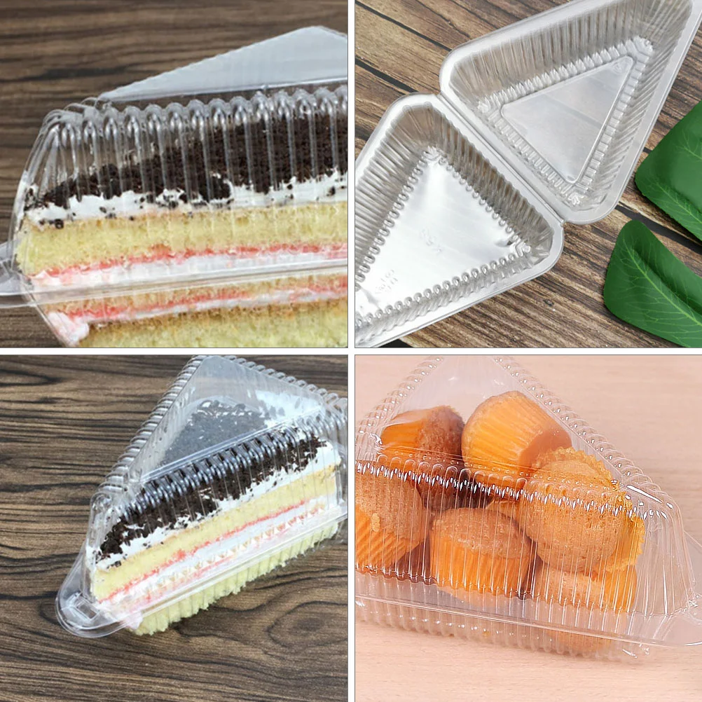 

50 Pcs Triangular Cake Box Boxes Containers with Lids Cheesecakes Storage Clear Plastic Sandwich Mini