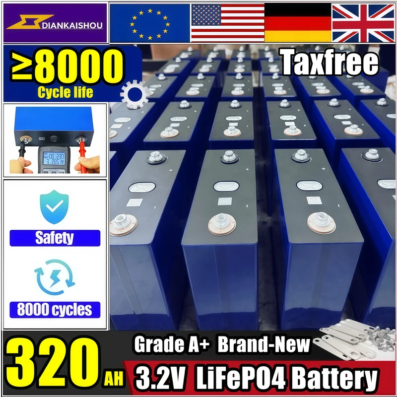 

10000 циклов 3,2 В, 340 Ач, 320 Ач Lifepo4, аккумуляторная батарея класса A, 12 В, 24 В, 48 В, автофургон, электромобилей, лодка, гольф, солнечная энергия, кемпинг, беспошлинная торговля