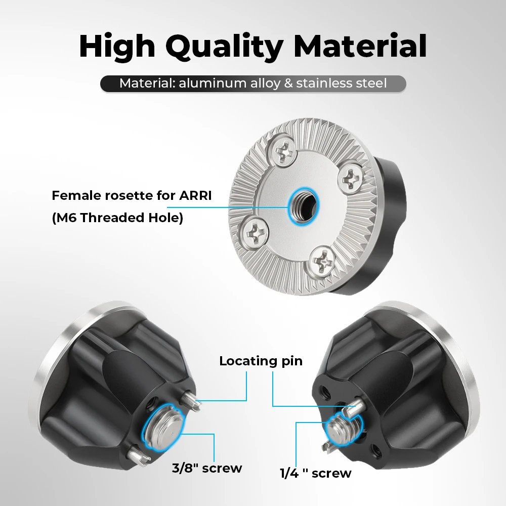 CAMVATE 標準 ARRI ロゼットマウント 1/4インチまたは3/8インチネジアダプター、中央にM6メスネジと位置決めピン付き、デジタル一眼レフカメラ用