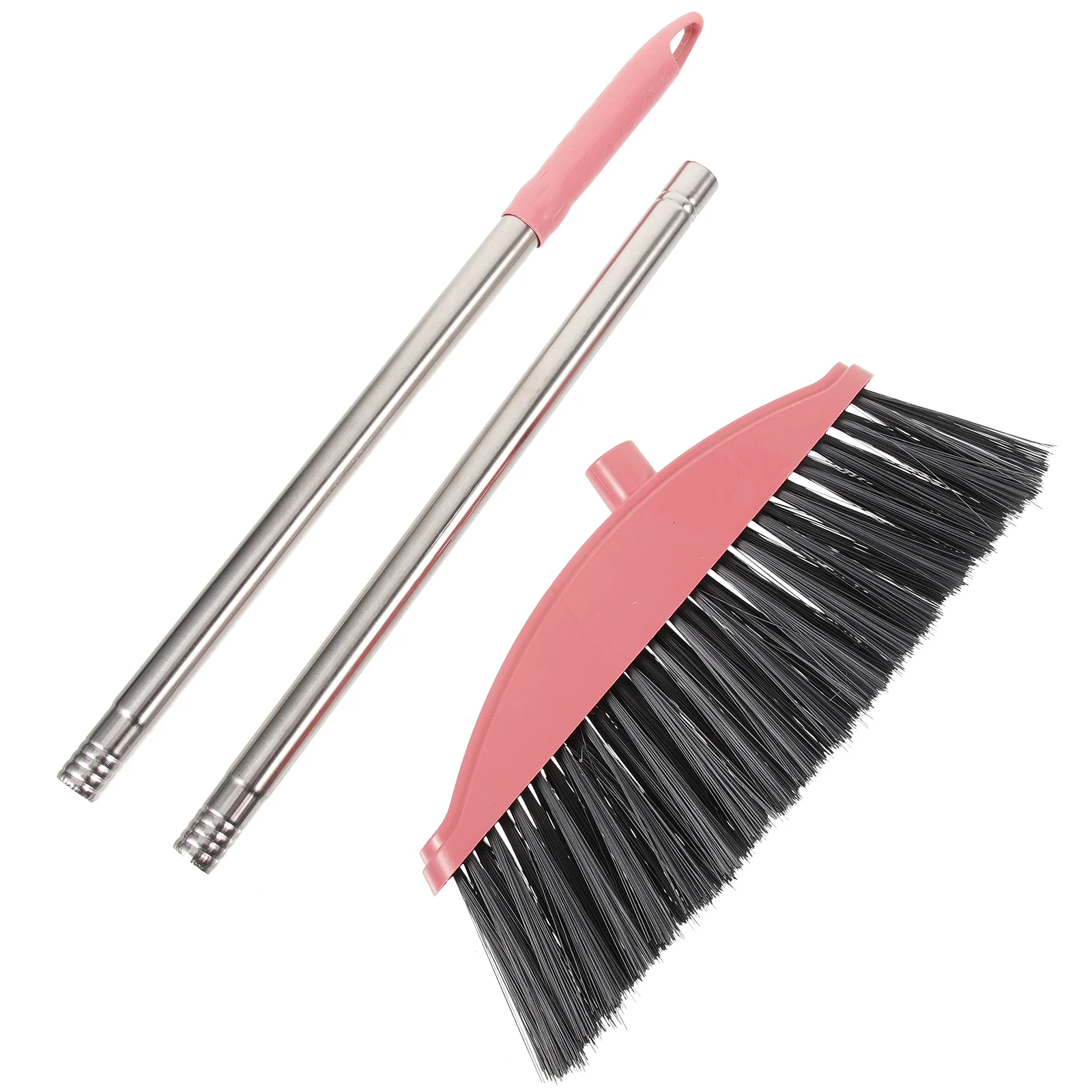 Sweeping Broom Stainless Steel Home Cleaning Thickened Hygiene (Pink Single Set) Dustpan Office Outdoor