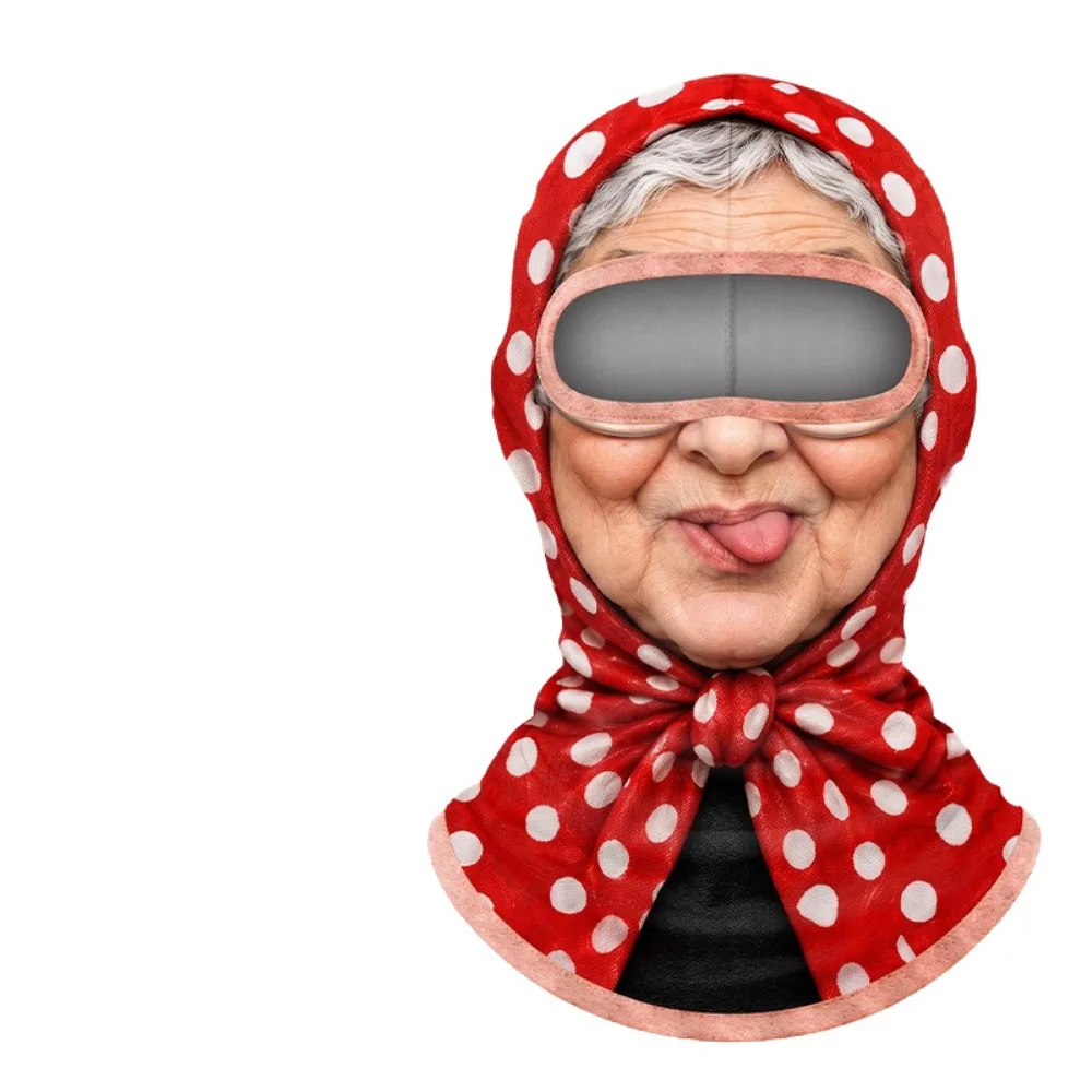 Novelty Funny Funny Prank Mask Thermal Windproof Old Man Balaclava Grandma Print Elastic Neck Hood Helmet Liner Outdoor Sports
