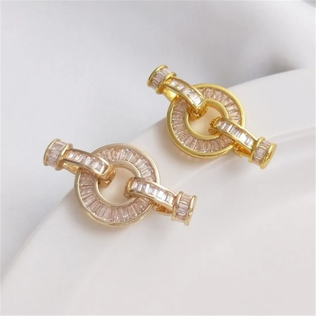 Pearl Buckle 14K Gold Package 18K Gold Zircon Circular Bracelet Buckle, Handcrafted DIY Necklace Universal Buckle