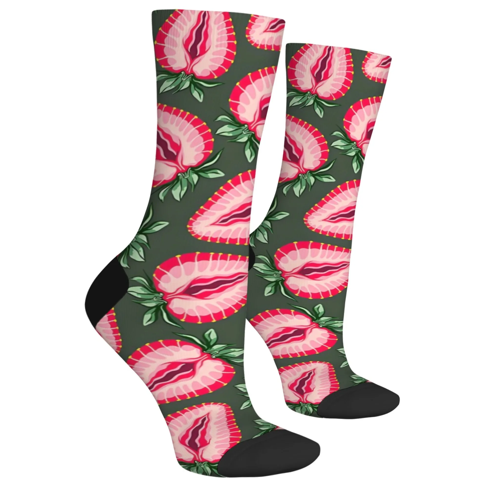 Novelty Strawberry Funny Vulva Happy Socks Crazy Street Hip Hop Socks Unisex Comfortable Warm Fashion Socks Party Carnival Gift