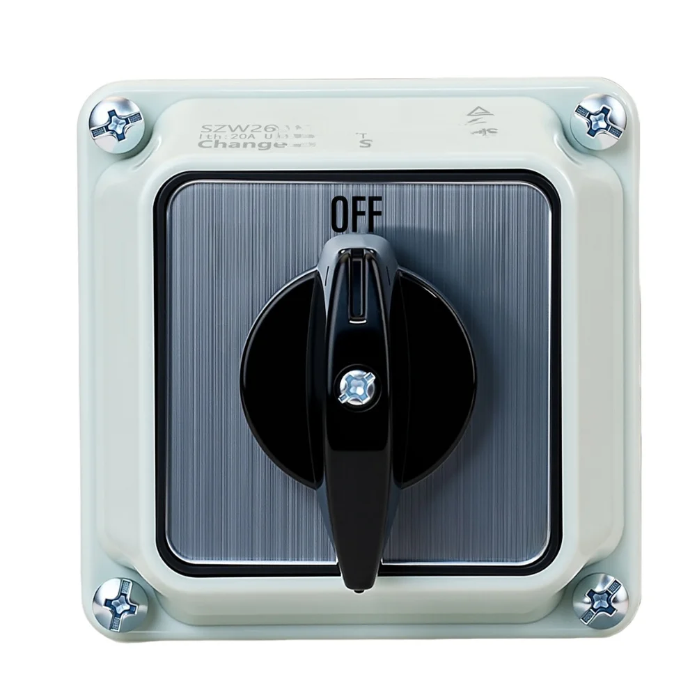 Industrial ON-OFF-ON Changeover Switch 20A 440V AC 240V DC 690V Insulation Voltage with Dustproof Moistureproof Protective Case