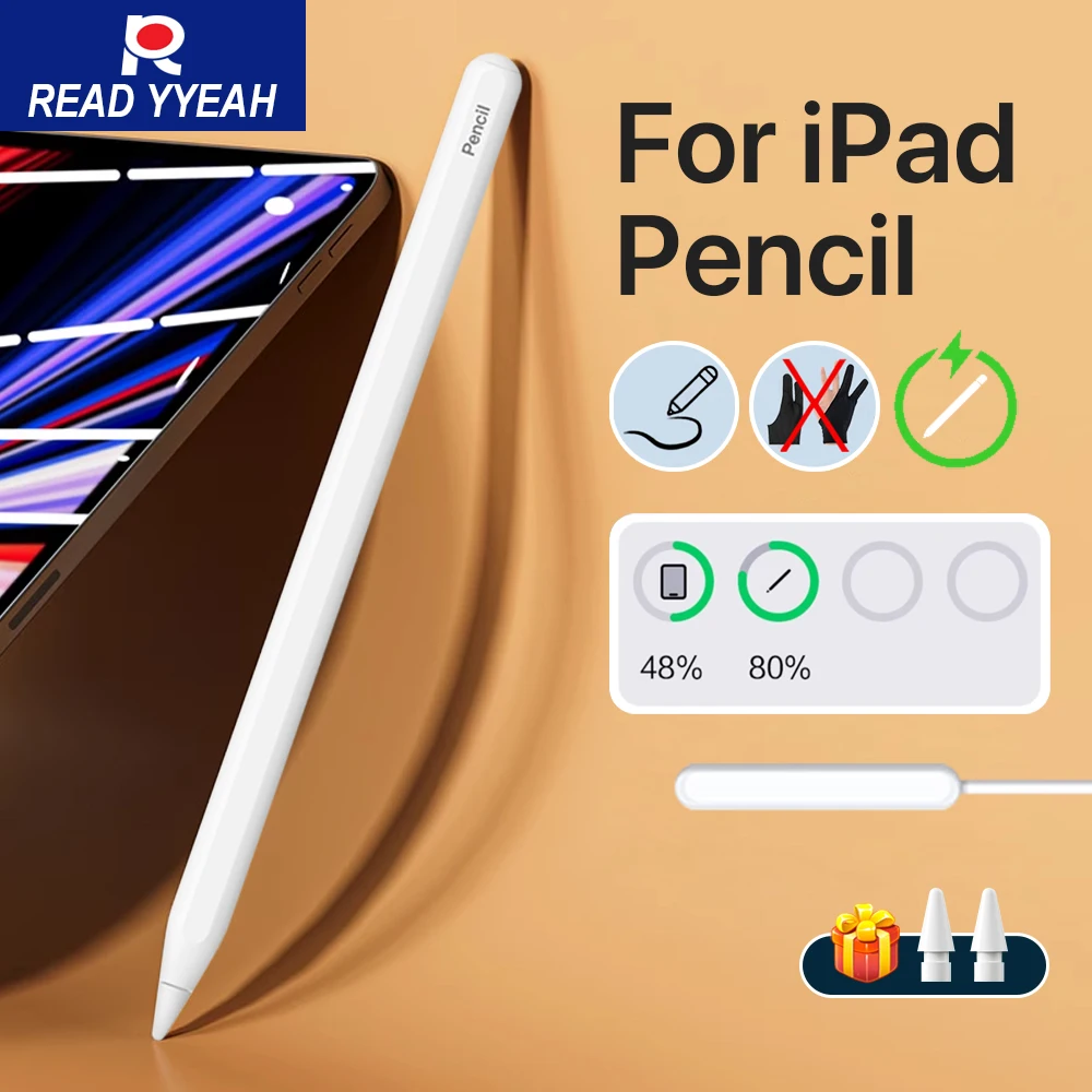 

Стилус для iPad Air 4 5 Pro 11 12,9 Mini 6 2025 A16 M3 для Apple Pencil 2, аксессуары для беспроводной зарядки Palm Rejection, ручка