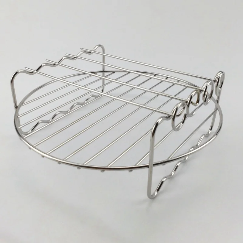 رف A74X لمقلاة الهواء المنزلية مقلاة هوائية طبقة مزدوجة رف مقلاة هوائية شواء لوازم الشواء خمسة إبر مستديرة