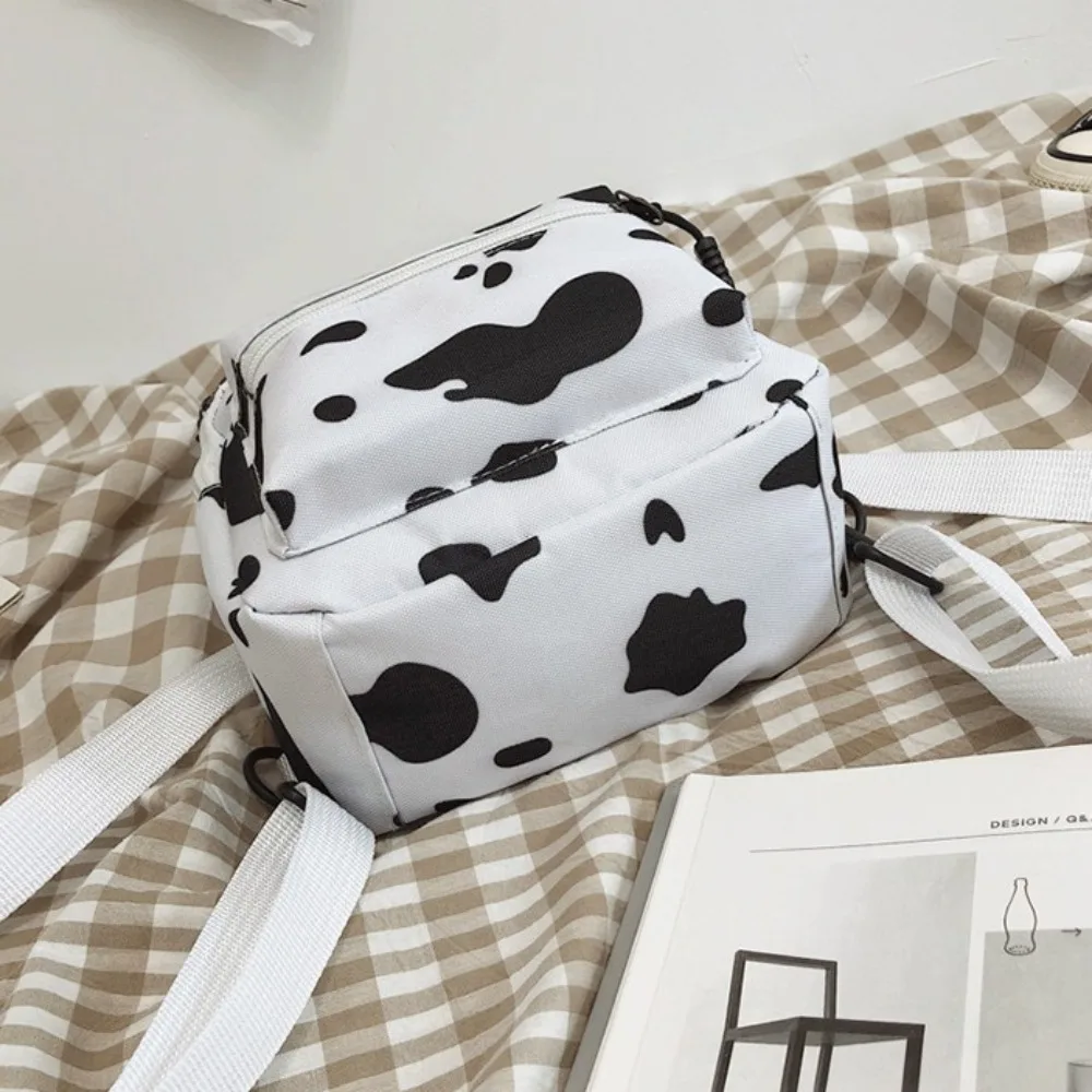 Draagbare Koeienvlek Dames Tassen Canvas Multifunctionele Mini Rugzak Verstelbare Riem Reistas Dames