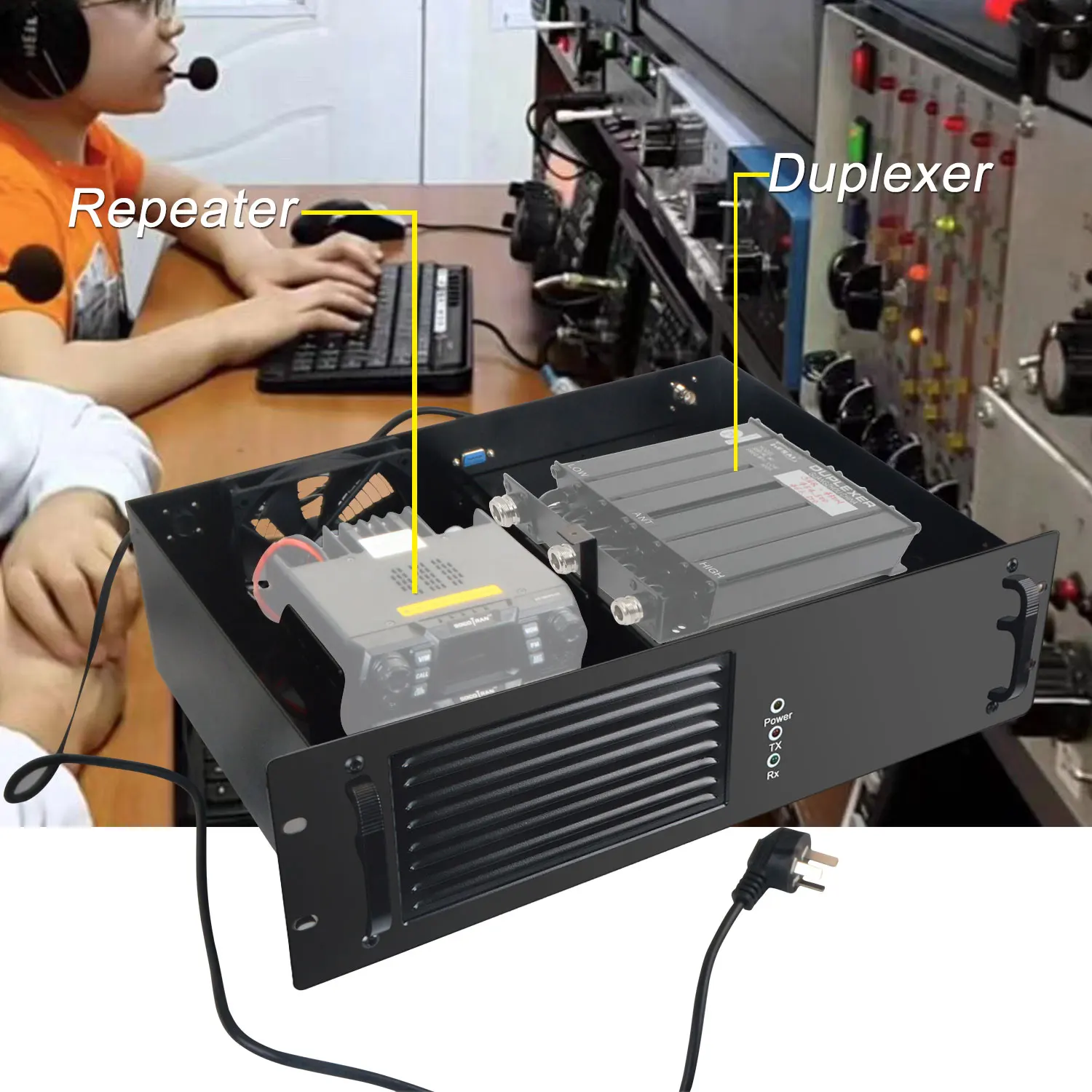 Walkie Talkie Repeater Cabinet with 13.8V 30A Switching Power Supply Two Way Radio Repeater Duplexer Cabinets