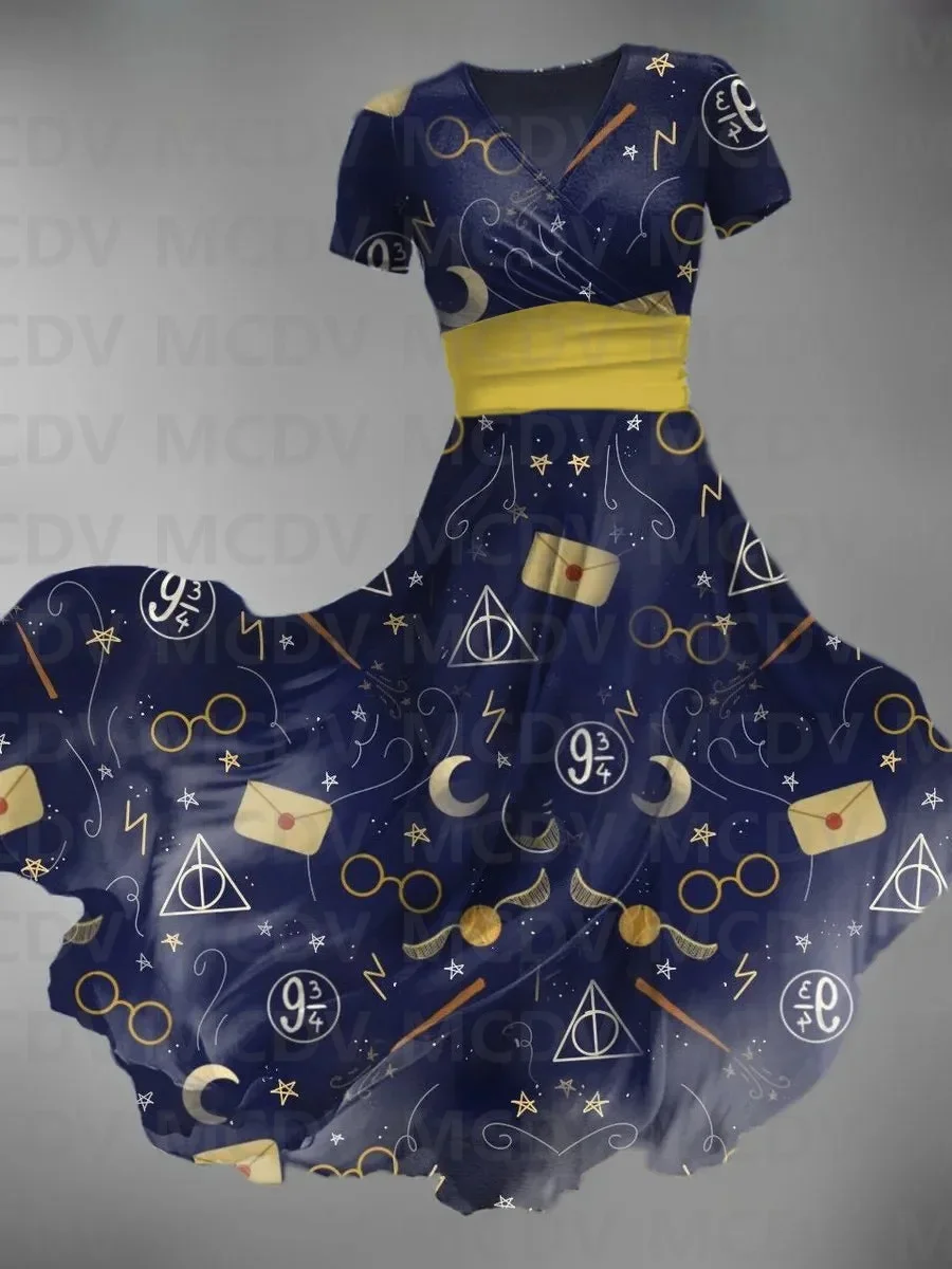 Maxivestido con estampado mágico en 3D para mujer, vestido Sexy con cuello en V, vestidos femeninos