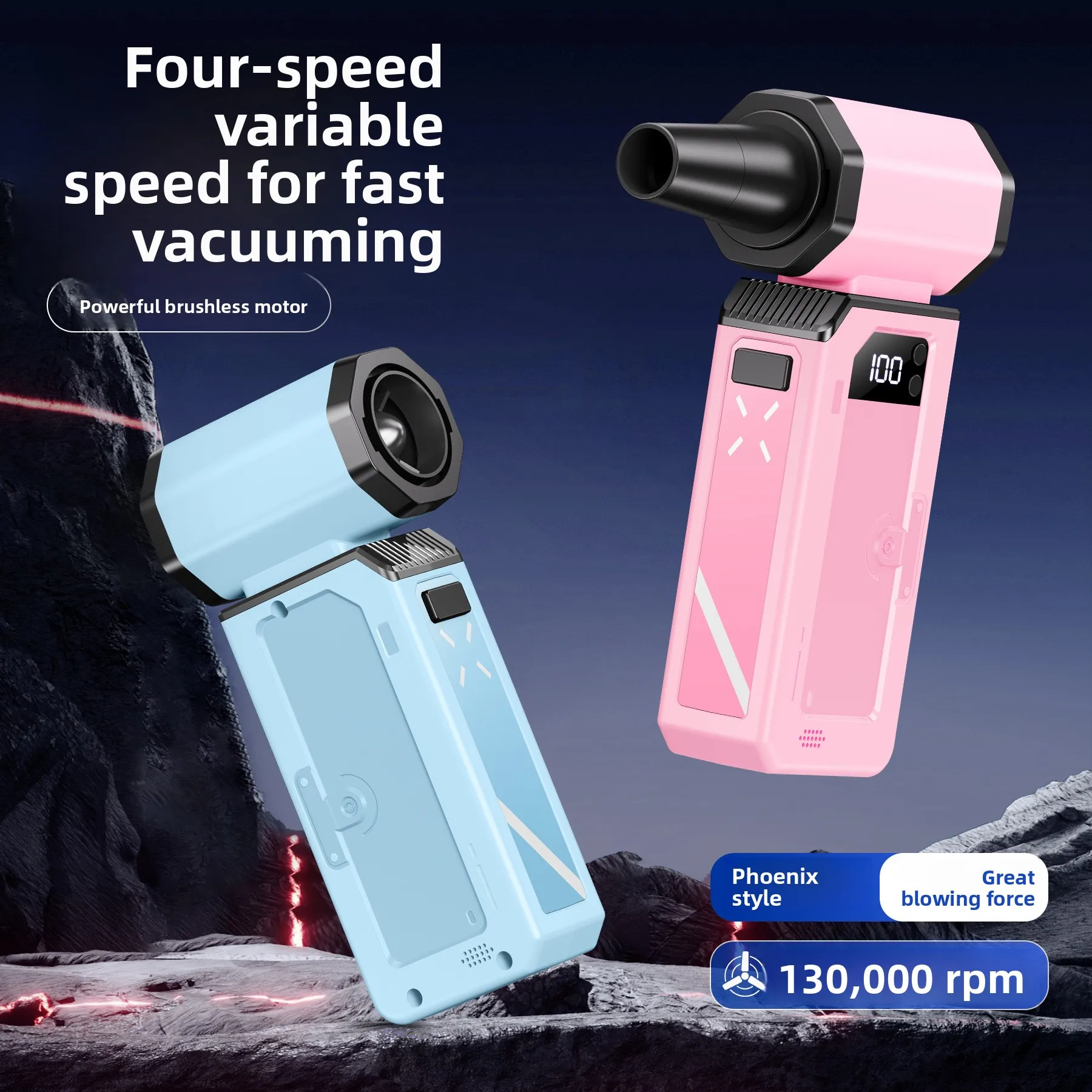 

High Speed Fan Car Vacuum Cleaner Turbo Handheld Brushless Motor Portable Dust Blower Wireless 6000PA Large Suction