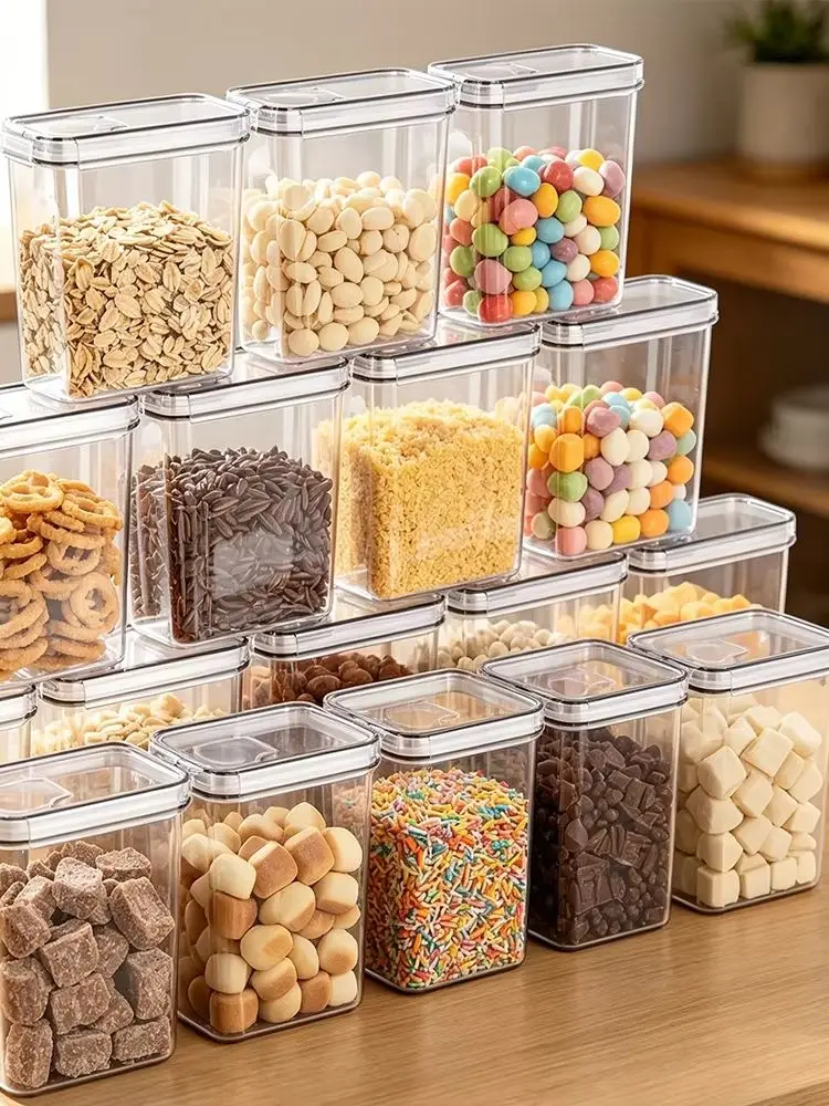 4L Lebensmittel-Aufbewahrungsbehälter 4er/8er/12er-Set Küchen-Aufbewahrungsboxen mit Luftdichtem Deckel Versiegelte Gläser Küchen-Getreide-Aufbewahrungsorganizer