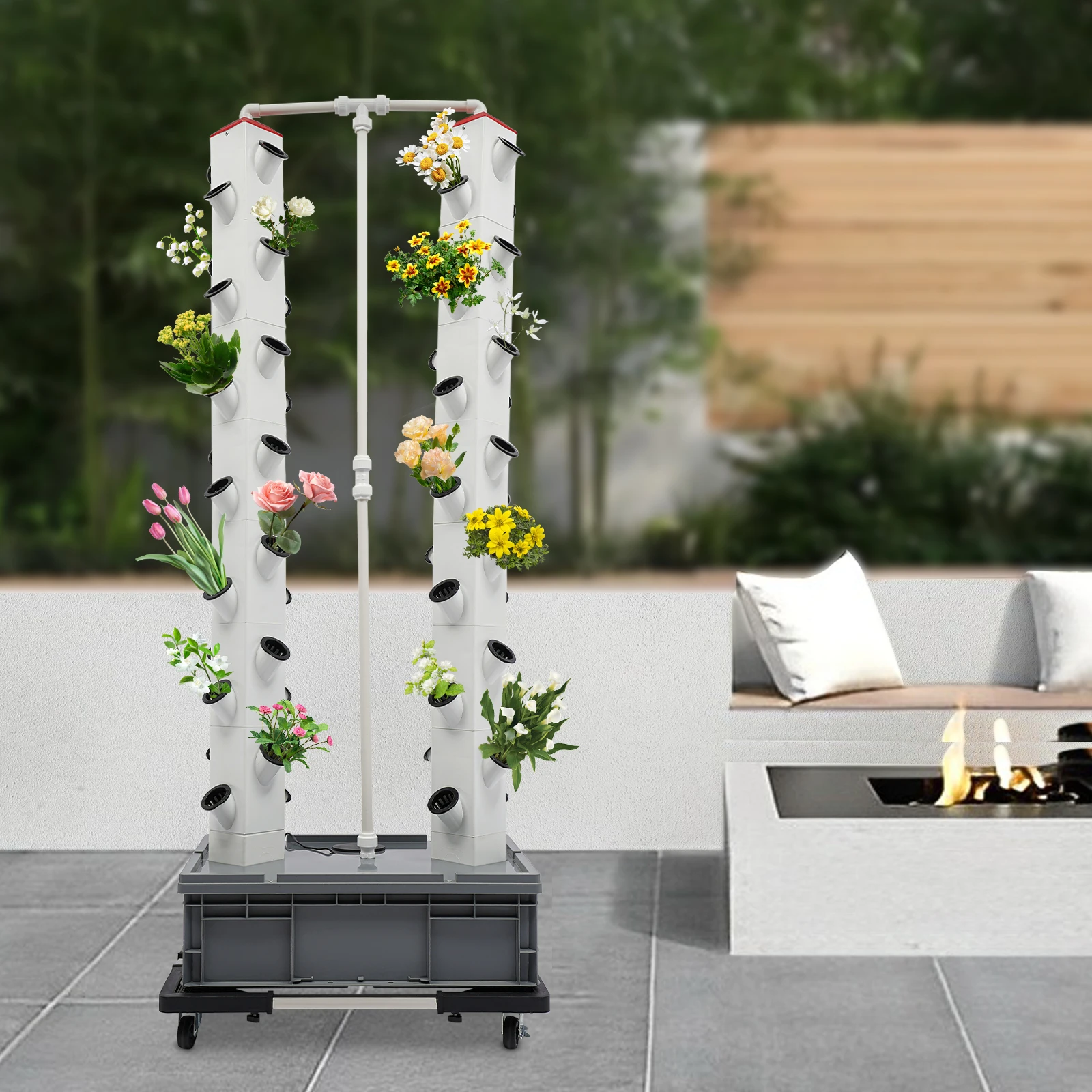 56-Plant Hydroponic Growing Tower, Outdoor Indoor Vertical Garden Smart Garden Kit, Hydroponics Growing Tower