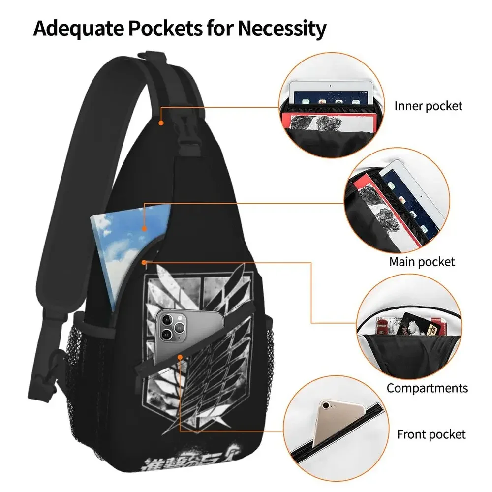 Anime Manga Attack On Titan Sling Crossbody Chest Bag for Men, Fashion Wings of Freedom Initiated Backpack for Traveling