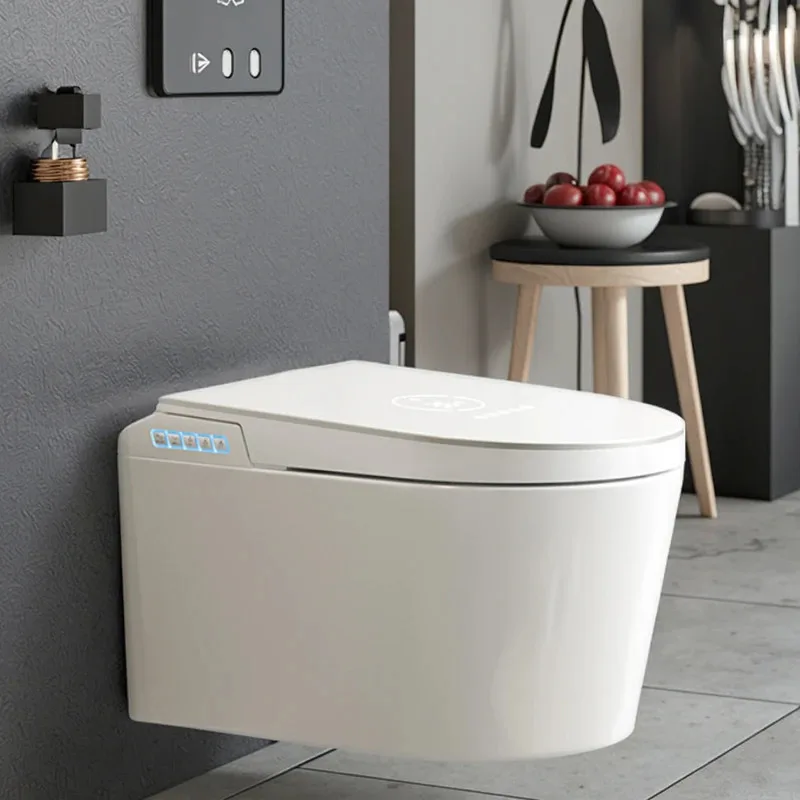 Modern Design Intelligent Wall-Hung Ceramic Toilet Easy Cleaning with Remote Control and Seat Heating Smart Bathroom Accessory