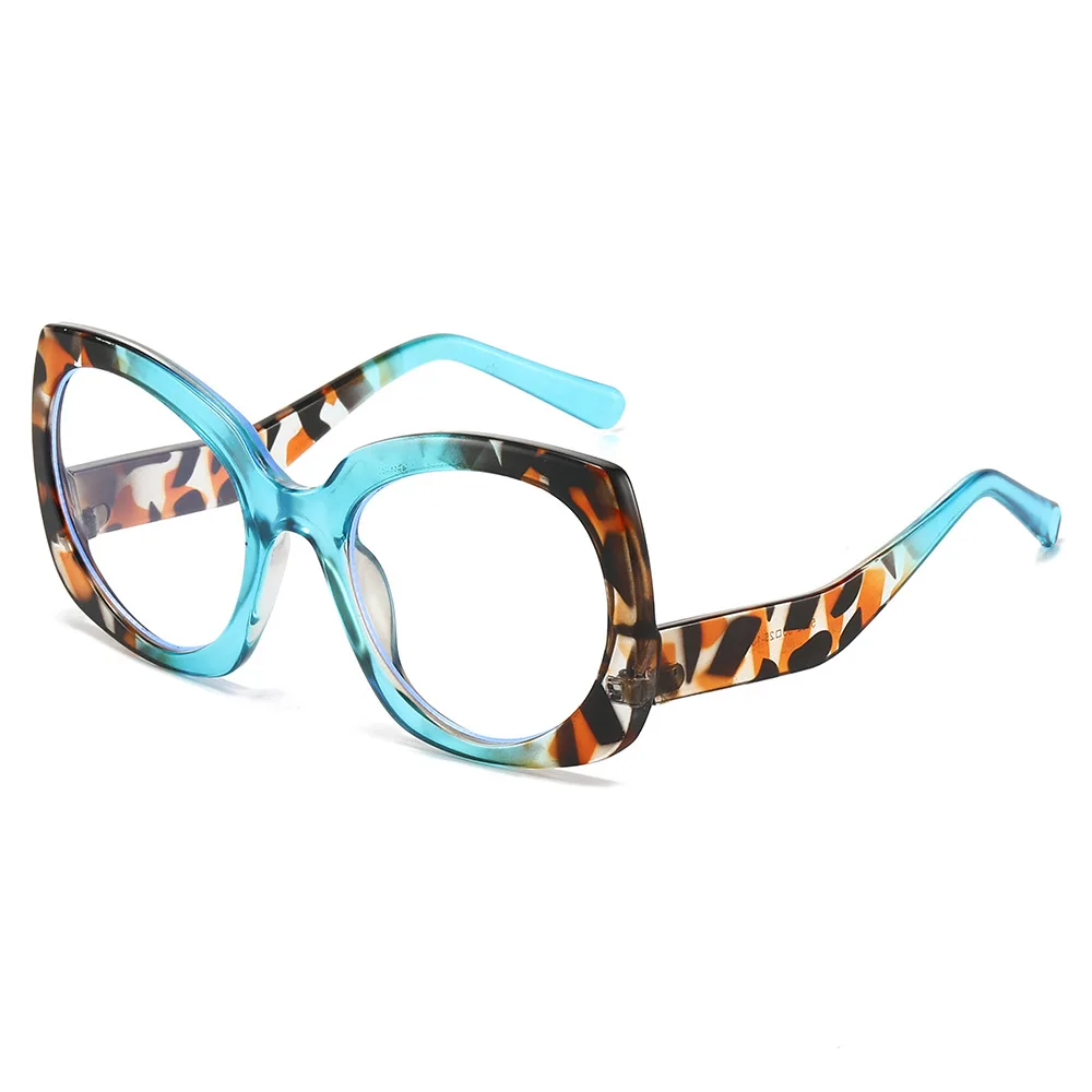 

Retro Leopard Print Cat Eye Anti Blue Light Women Glasses Y2K Two Color Irregular Splic Frame Design Men Punk Computer Goggles