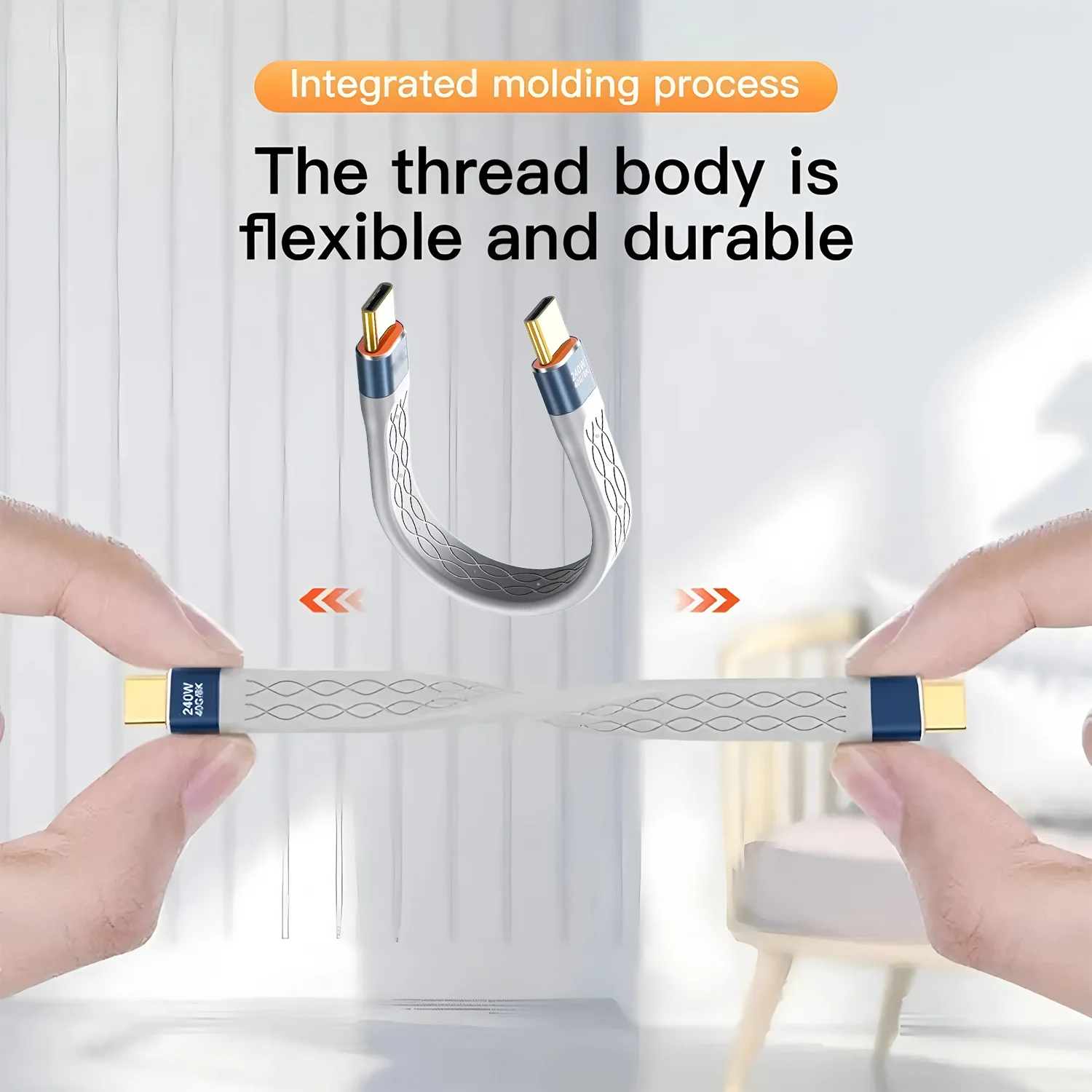USB-C to Type-C 240W USB4.0 40Gbps Cable Keychain PD3.1 5A 8K@60Hz Data Cord For TV Laptop Tablet MacBook Video Transmission﻿