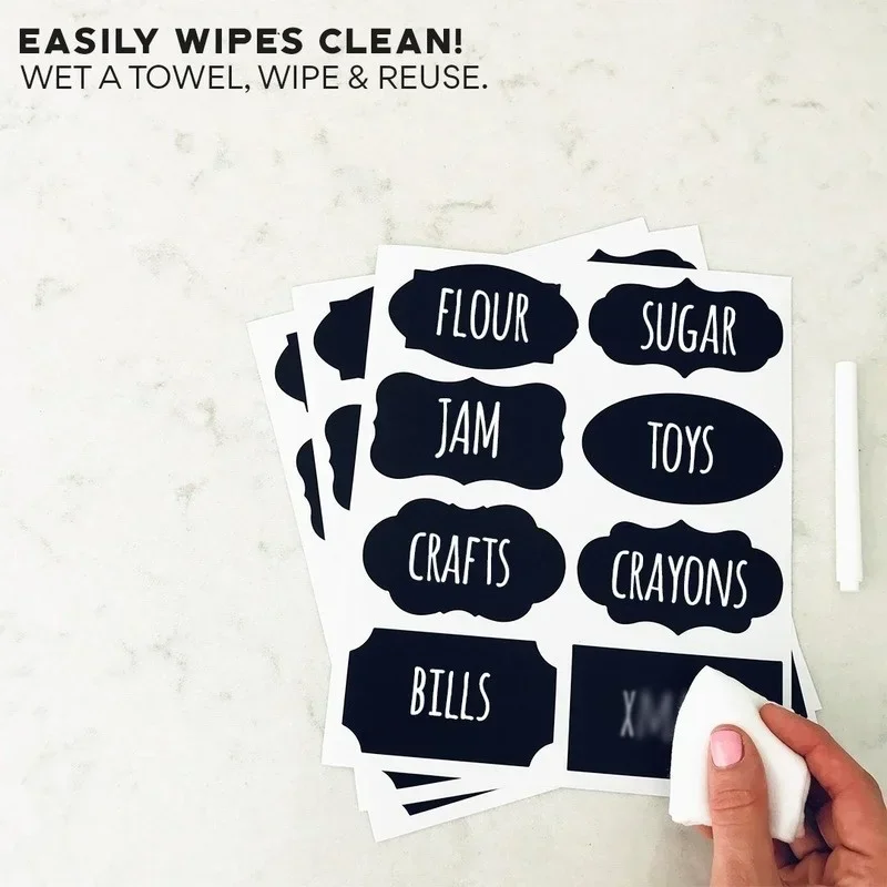

One Piece of 8 Round Blank Chalkboard Label Stickers - Erasable Chalk Pens - Removable Waterproof Labels for Mason Jar Labels