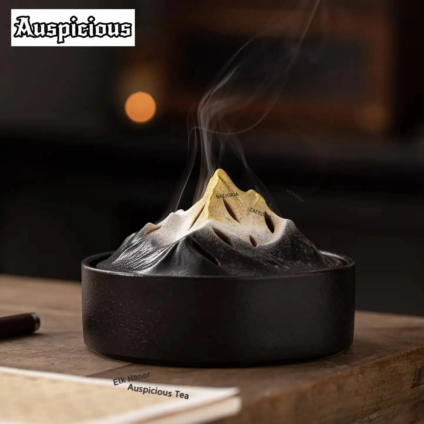 ZAEYORIA Gold Mountains Ceramic Mosquito Incense Holder Incense Smoke Waterfall Incense Burners Consecrate Censer Buddhism