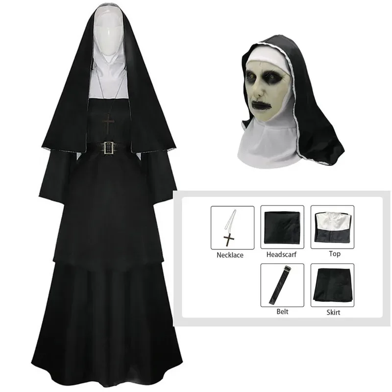 

The Nun Cosplay Role Play Mask 2023 Horror Movie The Nun 2 Costume Disguise Adult Women Fantasy Female Fancy Dress Party Clothes