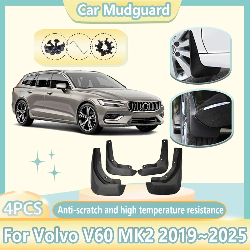 

Car Mudguards For Volvo V60 2019~2025 2022 2024 Anti-splash Flap Front Rear Mud Guard Mudflap Fender Auto Tools Accessories 4PCS