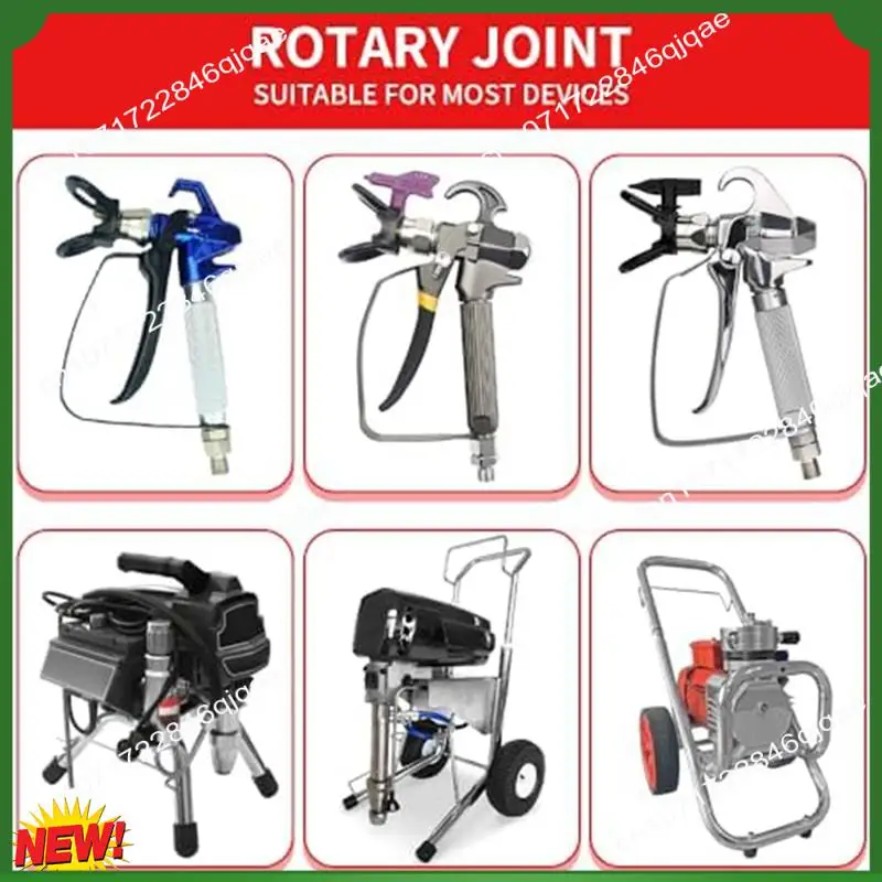 A48I Airless Paint Spray Gunswivel Joint Compatible With 235486 7/8 Inch 300° Rotation Silver Metal 2 PCS